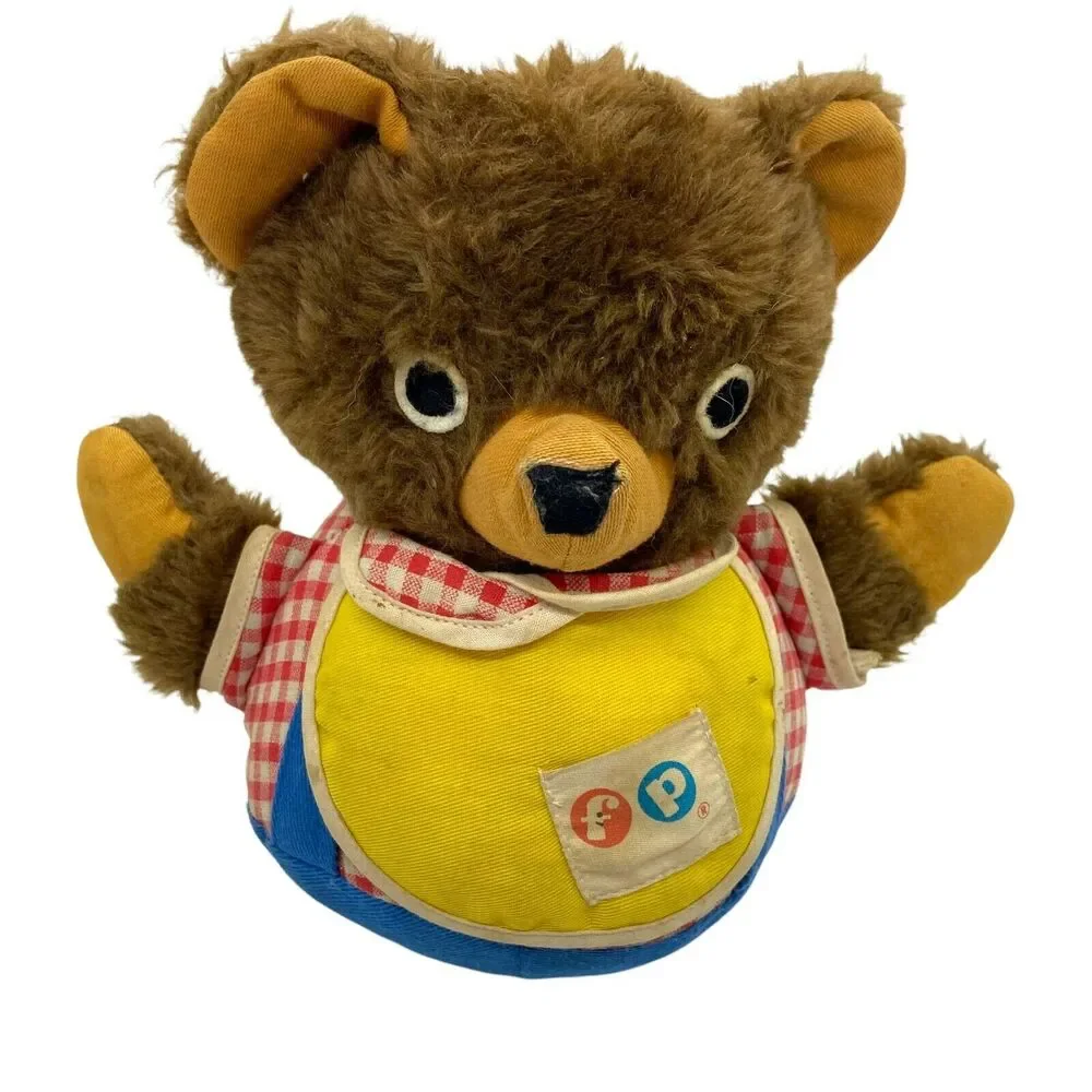 Teddy Bear Tip Top Chime Baby Toy Vintage Fisher Price Unisex Kids Brown